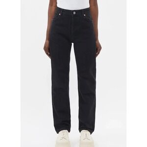 Raey Organic-cotton High-rise Straight leg Jeans in Black sz 27